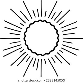 Sun icon black line drawing or doodle logo sunlight symbol weather element vector illustration