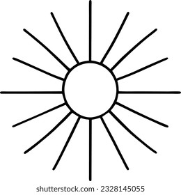 Sun icon black line drawing or doodle logo sunlight sign symbol weather element vector illustration