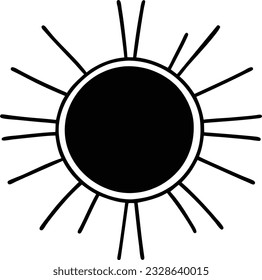 Sonnensymbol: Schwarze Linie oder doodles Logo, Sonnenlicht-Symbol, Vektorgrafik