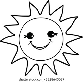 Sun-Icon, schwarze Linie Zeichnung oder doodles Logo Sonnenlicht Symbol Wetterelement-Cartoon-Stil Vektorgrafik
