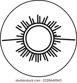 Icono de sol dibujo de línea negra o doodle logo símbolo de luz solar símbolo del tiempo elemento de la luz vectorial ilustración