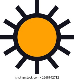 Icono de sol Línea negra Isolación ilustración vectorial de objeto 