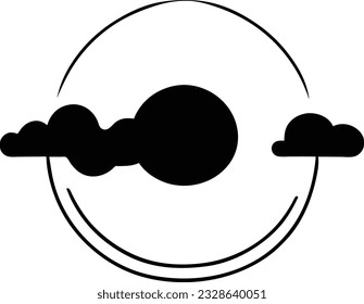 Sun icon black outline drawing or doodle logo sunlight sign symbol weather clouds element cartoon style vector illustration
