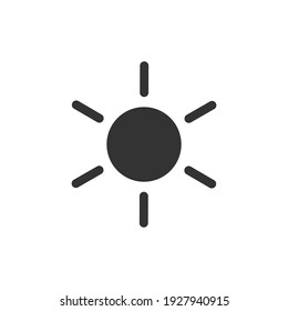 Sun icon. Black sun silhouette. Warm weather symbol. Vector isolated on white.