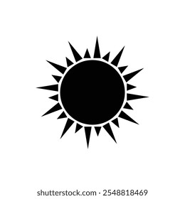 Ícone do Sol. Ícones de sol preto e branco. Sinal de vetor de luz solar. Explosão solar Y2k . Coleção de ícones de pôr do sol. 