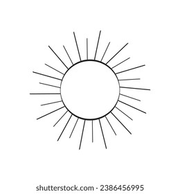 Sun icon  black-and-white cartoon illustration