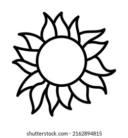 Sonnensymbol. Feines Rahmendesign mit bearbeitbarer Hubbreite. Vektorgrafik.