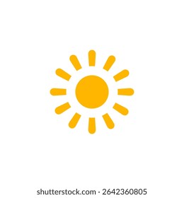 Ícone Sun Bold Rays Flat Design (Projeto plano de raios em negrito do ícone da Sun). Ideal Para Aplicativos Meteorológicos, Previsão De Manhã, Calor De Verão, Gráficos De Solstício E Sinais De Interface Do Usuário. Olhar Quente E Brilhante. Ilustração de vetor.
