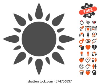 Sun icon with bonus passion icon set. Vector illustration style is flat iconic elements for web design, app user interfaces.