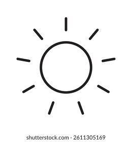 Sun icon with bright, clean design. Perfect for weather apps, summer themes, solar energy, and nature projects. High-quality vector, fully scalable and easy to customize.