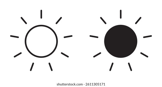 Sun icon with bright, clean design. Perfect for weather apps, summer themes, solar energy, and nature projects. High-quality vector, fully scalable and easy to customize.