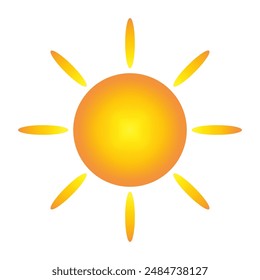 Sun icon bright. Yellow orange gradient. Radiating rays design. Vector illustration.