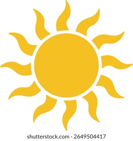 Sun Icon: Bright Yellow Symbol of Summer, Warmth, and Energy