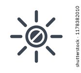 Sun icon, brightness, electric, light concept icon with not allowed sign. Sun icon and block, forbidden, prohibit symbol
