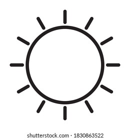 Sun Icon For Brightness, Intensity Setting Icon Vector On White Backround. Eps 10