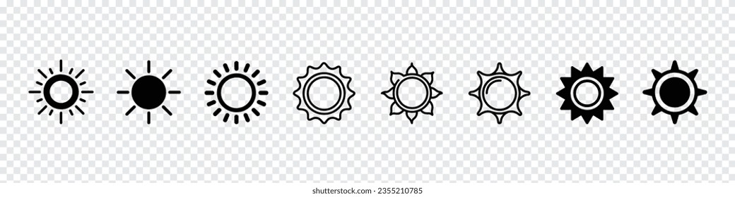 Sun Icon, Brightness Icon, Intensity Setting Vector Art Illustration, line Sun Icon for Brightness, Intensity Setting icons, Sun icon.