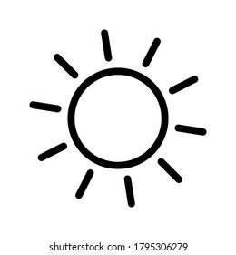 Sun icon for brightness isolated on blank background, color editable