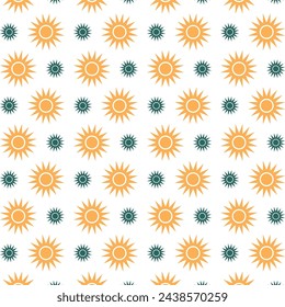 Sun icon brilliant trendy multicolor repeating pattern vector illustration background