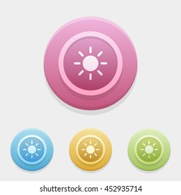 sun icon or button in flat style with long shadow, isolated vector illustration on transparent background