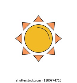 Sun icon. Cartoon sun vector icon for web design isolated on white background