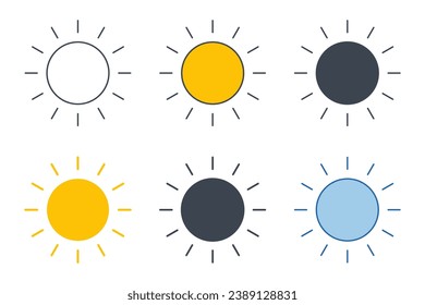 Sun icon collection with different styles. Brightness Intensity Setting icon symbol vector illustration isolated on white background