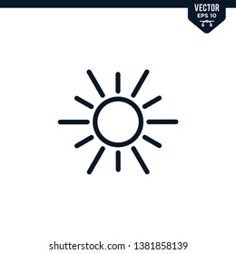 Sun icon collection in outlined or line art style, editable stroke vector