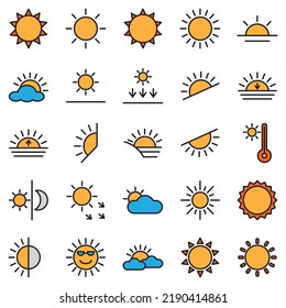 Sun icon collection, white color background