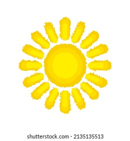 Sun icon. Color ink round silhouette. Front view. Vector simple flat graphic hand drawn illustration. Isolated object on a white background. Isolate.