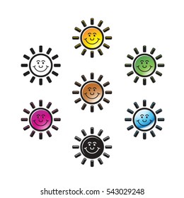 sun icon color variations-vector drawing