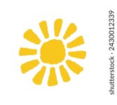 Sun icon. Colored silhouette. Front view. Vector simple flat graphic hand drawn illustration. Isolated object on a white background. Isolate.