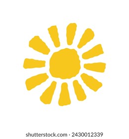 Sun icon. Colored silhouette. Front view. Vector simple flat graphic hand drawn illustration. Isolated object on a white background. Isolate.