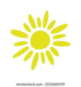 Sun icon. Colored silhouette. Front view. Vector simple flat graphic hand drawn illustration. Isolated object on white background. Isolate.