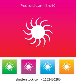 Sun Icon in Colored Square box. eps-10