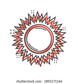 Sun icon in comic style. Sunlight cartoon sign vector illustration on white isolated background. Daylight splash effect business concept.