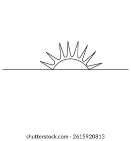 Sun  icon   continuous one line drawing of outline vector illustration