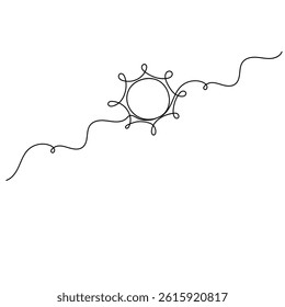 Sun  icon   continuous one line drawing of outline vector illustration