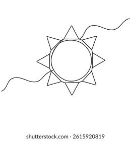 Sun  icon   continuous one line drawing of outline vector illustration