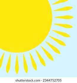 Sun icon. Sun from corner blue background. Vector illustration. EPS 10.