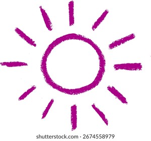 Sun Icon Crayon Chalk Drawing Doodle Vector