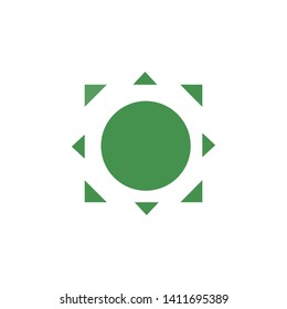 Sun icon. Creative logo. Green ecological sign. Protect planet. Vector illustration for design.