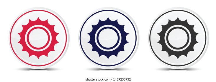 Sun icon crystal flat round button set illustration design isolated on white background