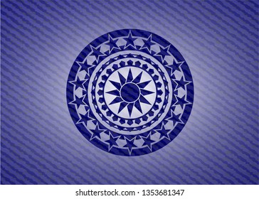 sun icon with denim texture