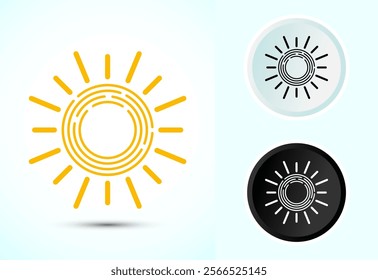 Sun icon design illustration, sunlight sign logo or weather icon