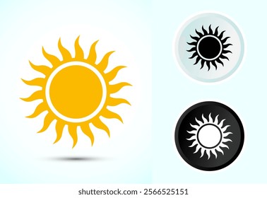 Sun icon design illustration, sunlight sign logo or weather icon