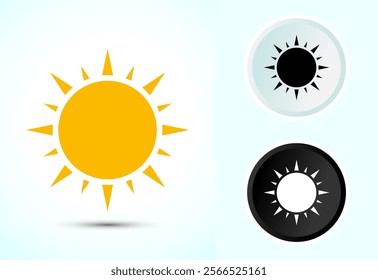 Sun icon design illustration, sunlight sign logo or weather icon