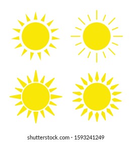 Sun icon design. Set of sun icon in trendy flat style design. Vector illustration.