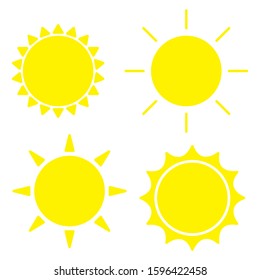 Sun icon design. Set of sun icon in trendy flat style design. Vector illustration.