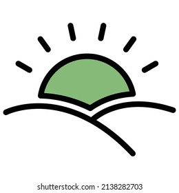 sun icon design, vector illustration with line style, best used for banner or web application