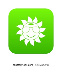 Sun icon digital green for any design isolated on white vector illustration