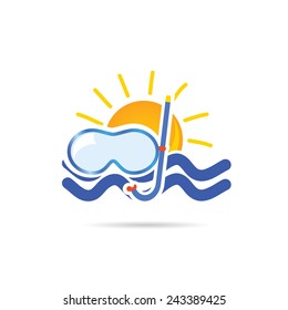 sun icon with dive mask color vector illustration